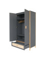 Armadio Océania in Legno Grigio e Rattan - Théo Bébé