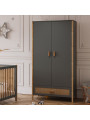 Armadio Océania in Legno Grigio e Rattan - Théo Bébé