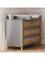Chest of Drawers Océania in Grey Wood and Rattan - Théo Bébé