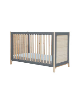 Culla Océania 60x120 in Legno Grigio e Rattan - Théo Bébé