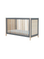 Evolutive Bed Océania 60x120 in grey wood and rattan - Théo Bébé
