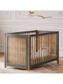 Evolutive Bed Océania 60x120 in grey wood and rattan - Théo Bébé