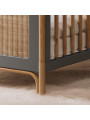 Evolutive Cot Bed Océania 70x140 in grey wood and rattan - Théo Bébé