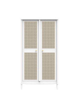 Children's Wardrobe Hermione in White Wood & Rattan - Théo Bébé