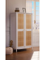 Children's Wardrobe Hermione in White Wood & Rattan - Théo Bébé