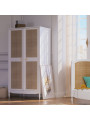 Children's Wardrobe Hermione in White Wood & Rattan - Théo Bébé