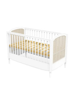 Culla Lettino Hermione60x120 in Legno Bianco e Rattan - Théo Bébé