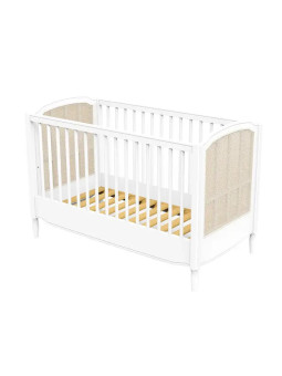 Culla Lettino Hermione60x120 in Legno Bianco e Rattan - Théo Bébé