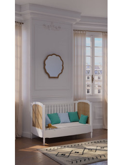 Culla Lettino Hermione60x120 in Legno Bianco e Rattan - Théo Bébé