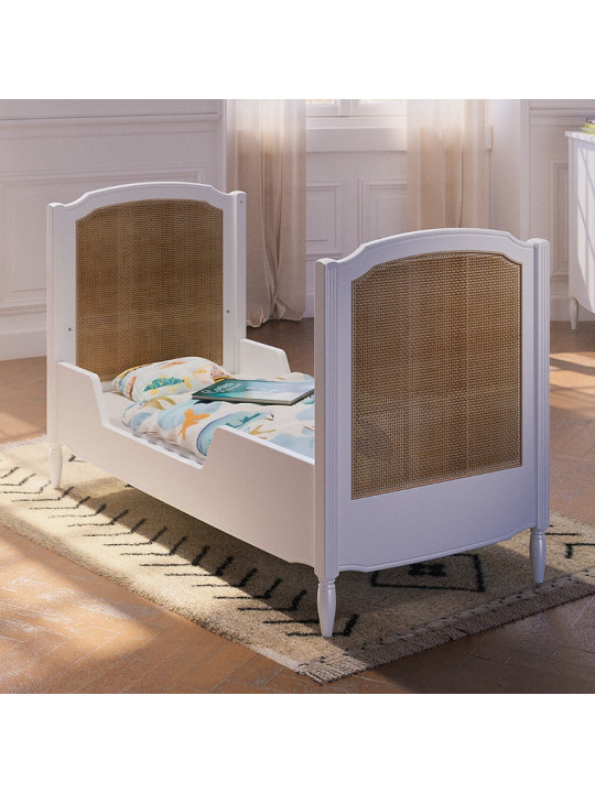 Culla Lettino Hermione60x120 in Legno Bianco e Rattan - Théo Bébé