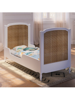 Culla Lettino Hermione 70x140 in Legno Bianco e Rattan - Théo Bébé