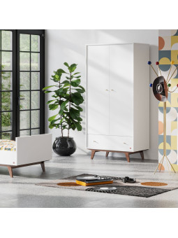 Children's 2-Door Wardrobe Mid White Wood - VOX