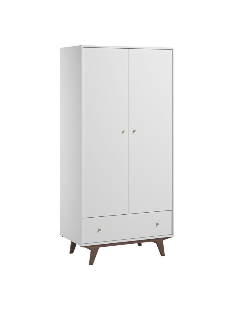 Children's 2-Door Wardrobe Mid White Wood - VOX