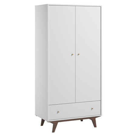 Children's 2-Door Wardrobe Mid White Wood - VOX