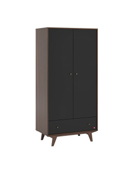 Children's 2-Door Wardrobe Mid Black Wood - VOX