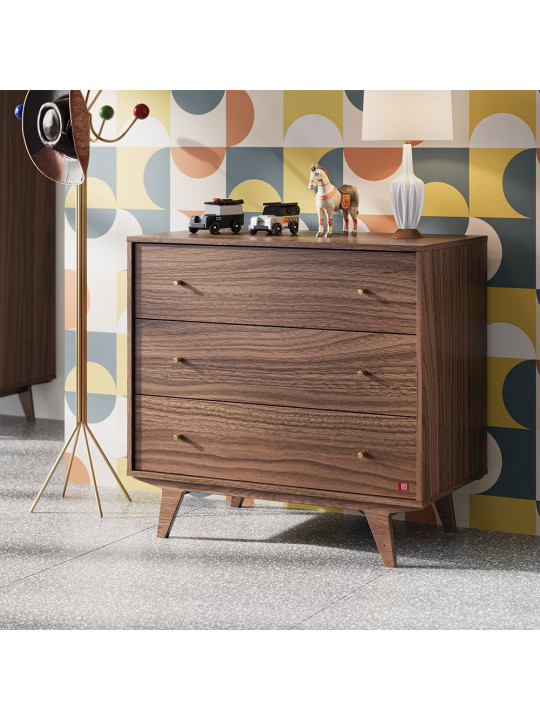 Children's Chest of 3-Drawers Mid Walnut Wood - VOX