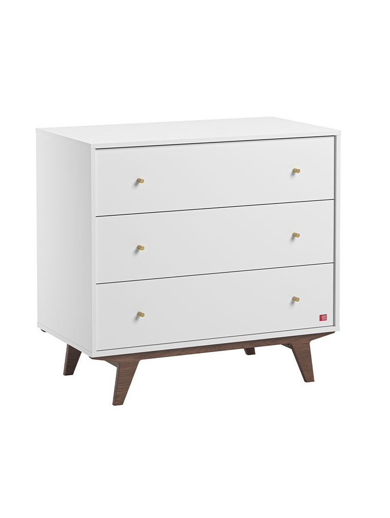 Children's Chest of 3-Drawers Mid White Wood - VOX