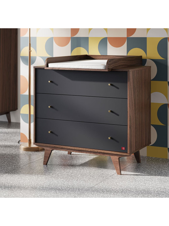 Children's Chest of 3-Drawers Mid Black Wood - VOX
