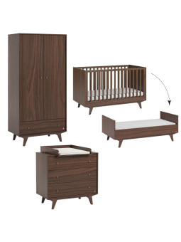 3 Piece Nursery Set Mid Walnut Wood - VOX