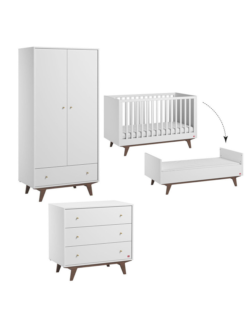 3 Piece Nursery Set Mid White Wood - VOX