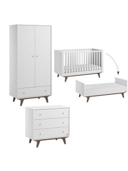 Cameretta Completa 3 Pezzi con Culla 70x140 serie Mid bianca - VOX