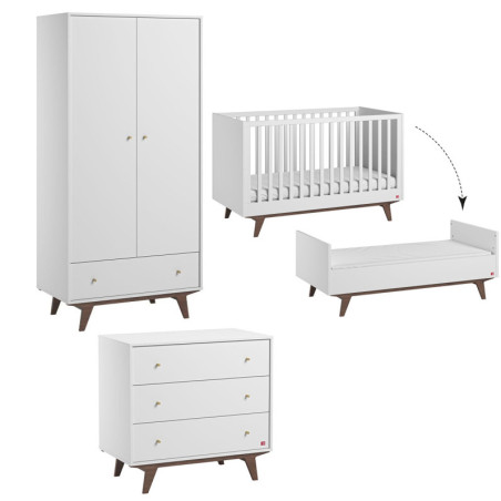 Cameretta Completa 3 Pezzi con Culla 70x140 serie Mid bianca - VOX