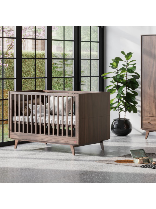 Cameretta Completa 3 Pezzi con Culla 70x140 serie Mid noce
