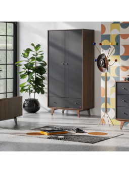 3 Piece Nursery Set Mid Walnut / Black Wood - VOX