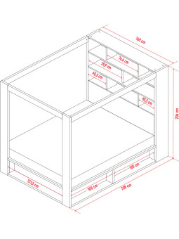 Letto a Baldacchino 160x200 con Libreria Serie 4 You - VOX