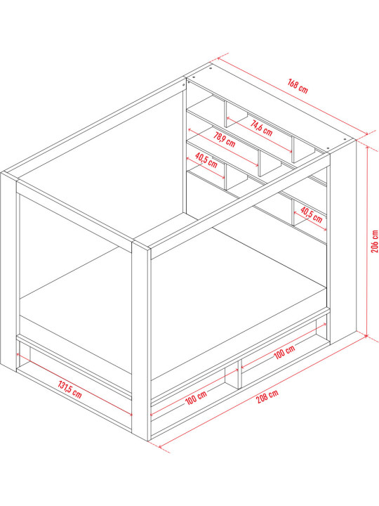 Double Bed with Canopy and Shelving 4 You - VOX