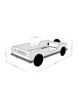Lettino 80x160 a Forma di Macchina Jeep BEEP - Benlemi