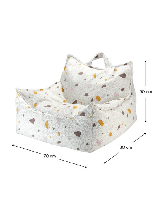 Pouf Poltrona a Sacco Bianco Effetto Terrazzo per Bambini - Wigiwama