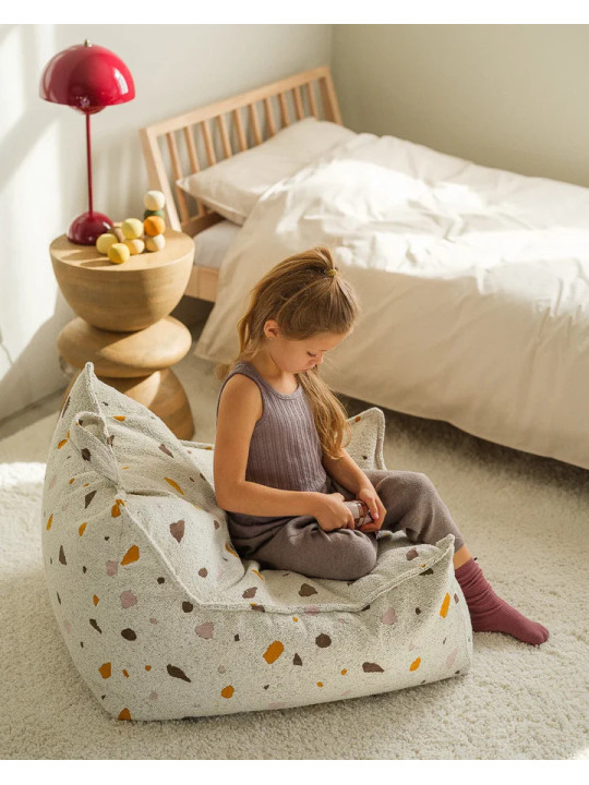 Pouf Poltrona a Sacco Bianco Effetto Terrazzo per Bambini - Wigiwama
