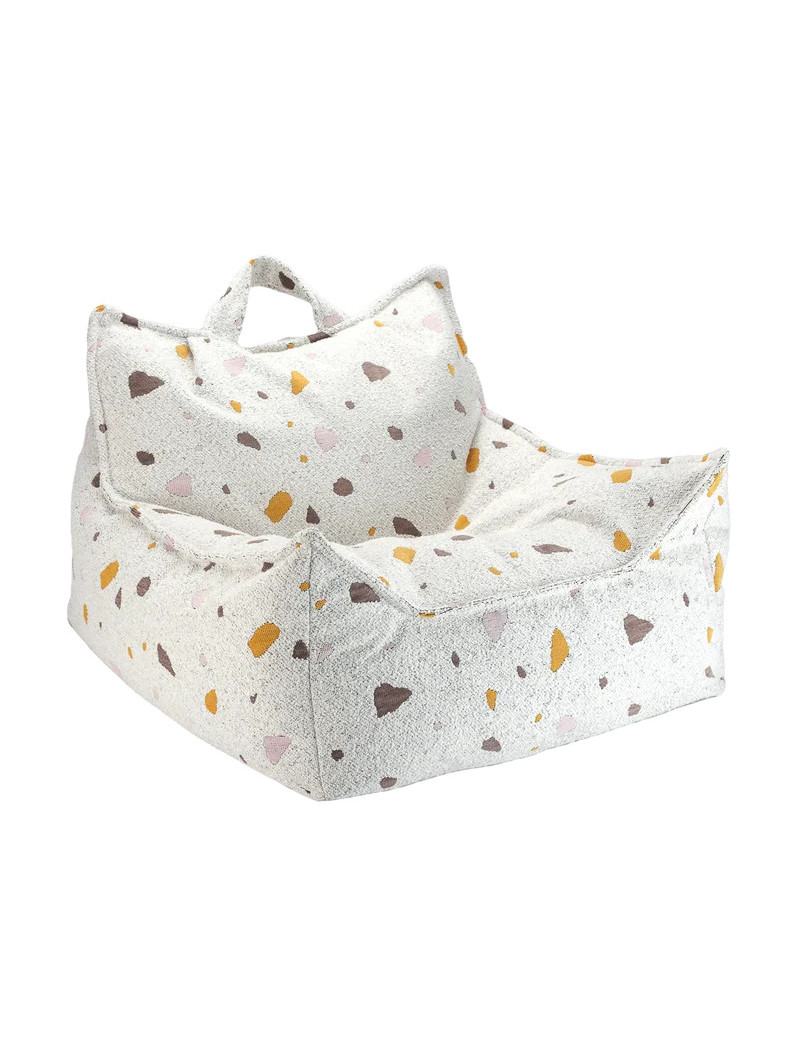 Pouf Poltrona a Sacco Bianco Effetto Terrazzo per Bambini - Wigiwama