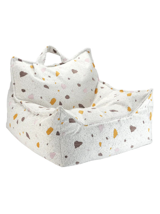 Pouf Poltrona a Sacco Bianco Effetto Terrazzo per Bambini - Wigiwama