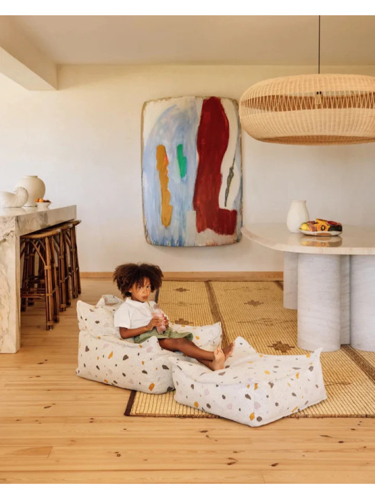 Pouf Poltrona a Sacco Bianco Effetto Terrazzo per Bambini - Wigiwama