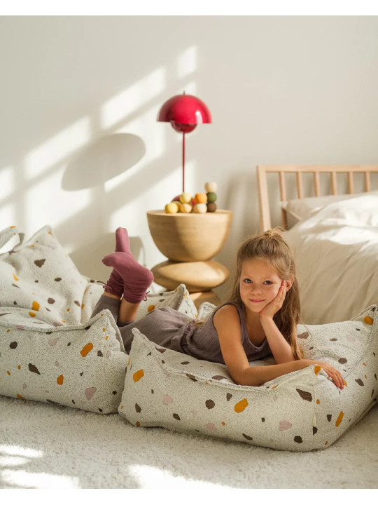 Pouf Poltrona a Sacco Bianco Effetto Terrazzo per Bambini - Wigiwama