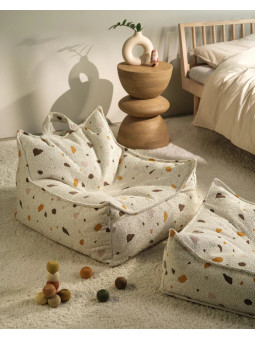 Pouf Poltrona a Sacco Bianco Effetto Terrazzo per Bambini - Wigiwama