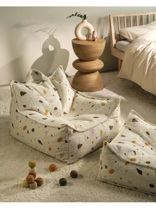 Pouf Poltrona a Sacco Bianco Effetto Terrazzo per Bambini - Wigiwama