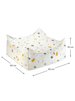 Pouf Quadrato Bianco Effetto Terrazzo per Bambini - Wigiwama