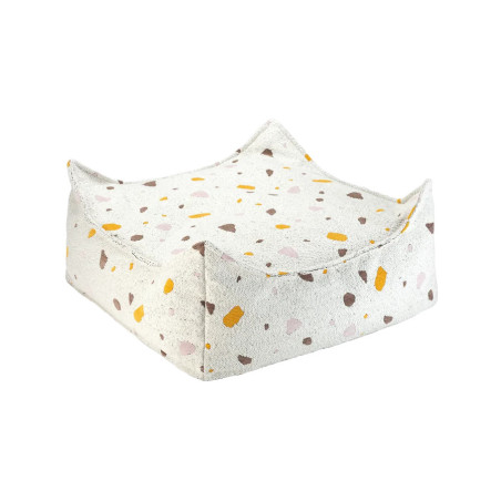 Pouf Quadrato Bianco Effetto Terrazzo per Bambini - Wigiwama