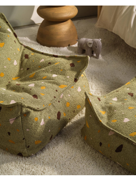 Pouf Quadrato Muschio Effetto Terrazzo per Bambini - Wigiwama