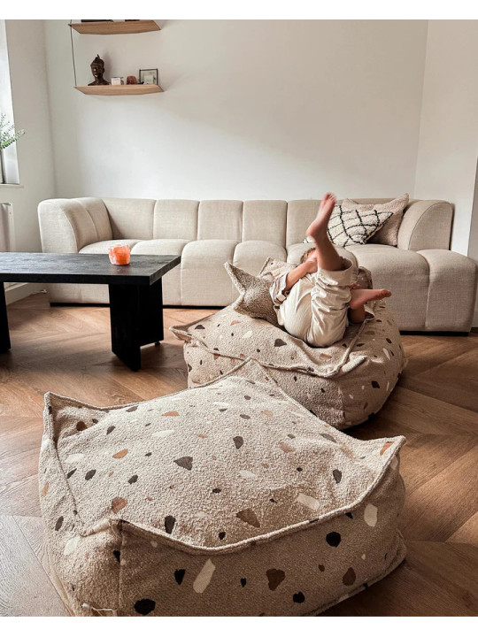Pouf Quadrato Sabbia Effetto Terrazzo per Bambini - Wigiwama
