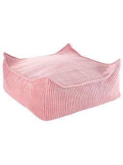 Pouf Quadrato in Velluto a Coste Rosa per Bambini - Wigiwama