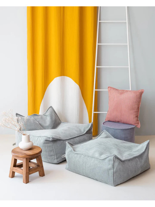 Pouf Quadrato in Velluto a Coste Verde Menta per Bambini - Wigiwama