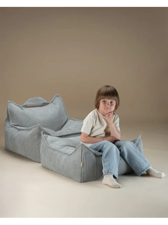 Pouf Quadrato in Velluto a Coste Verde Menta per Bambini - Wigiwama