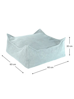 Pouf Quadrato in Velluto a Coste Verde Menta per Bambini - Wigiwama