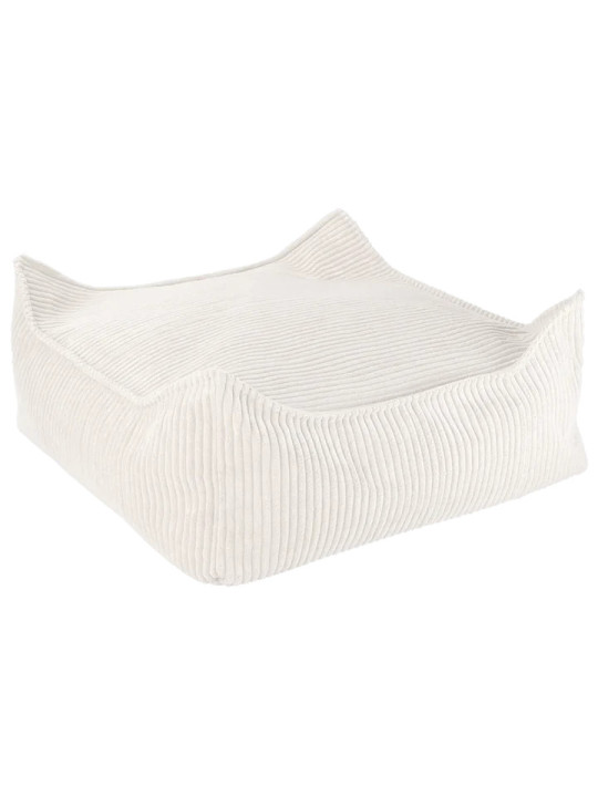 Pouf Quadrato in Velluto a Coste Bianco per Bambini - Wigiwama