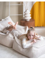 Pouf Quadrato in Velluto a Coste Bianco per Bambini - Wigiwama