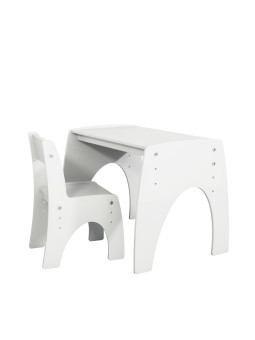 Tavolino per bambini regolabile in altezza realizzato in MDF bianco